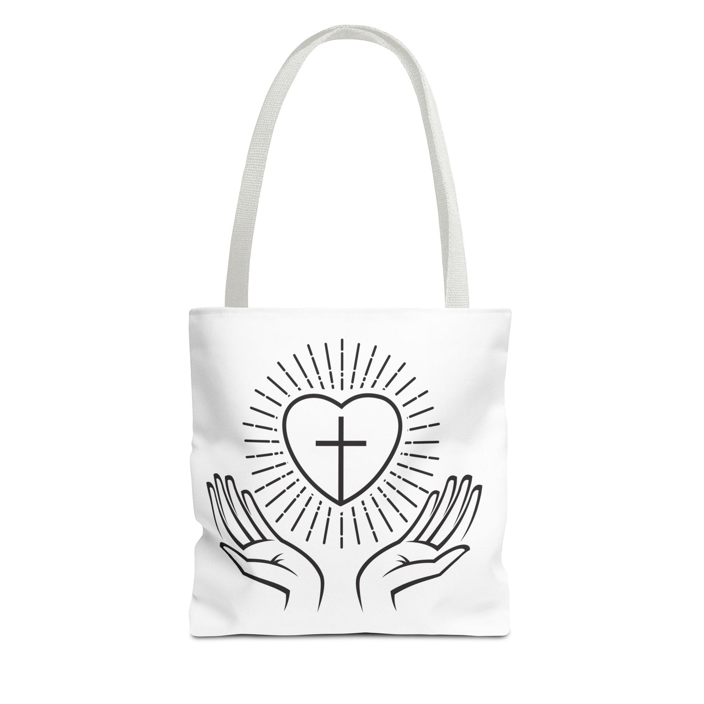 Christian Prayer Tote Bag — Heart & Cross Design