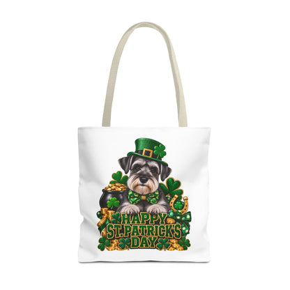 St. Patrick’s Day Schnauzer Tote Bag — Happy St. Patrick’s Day Shamrock & Gold Pot Gift