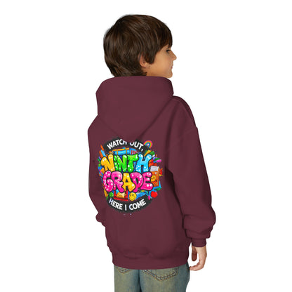 Kids' 4th Grade Hoodie – "Watch Out 4th Grade Here I Come" Colorful Back-to-School Sweatshirt