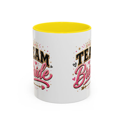Team Bride Accent Coffee Mug — Pink & Gold Bachelorette Bridal Shower Gift (11/15 oz)