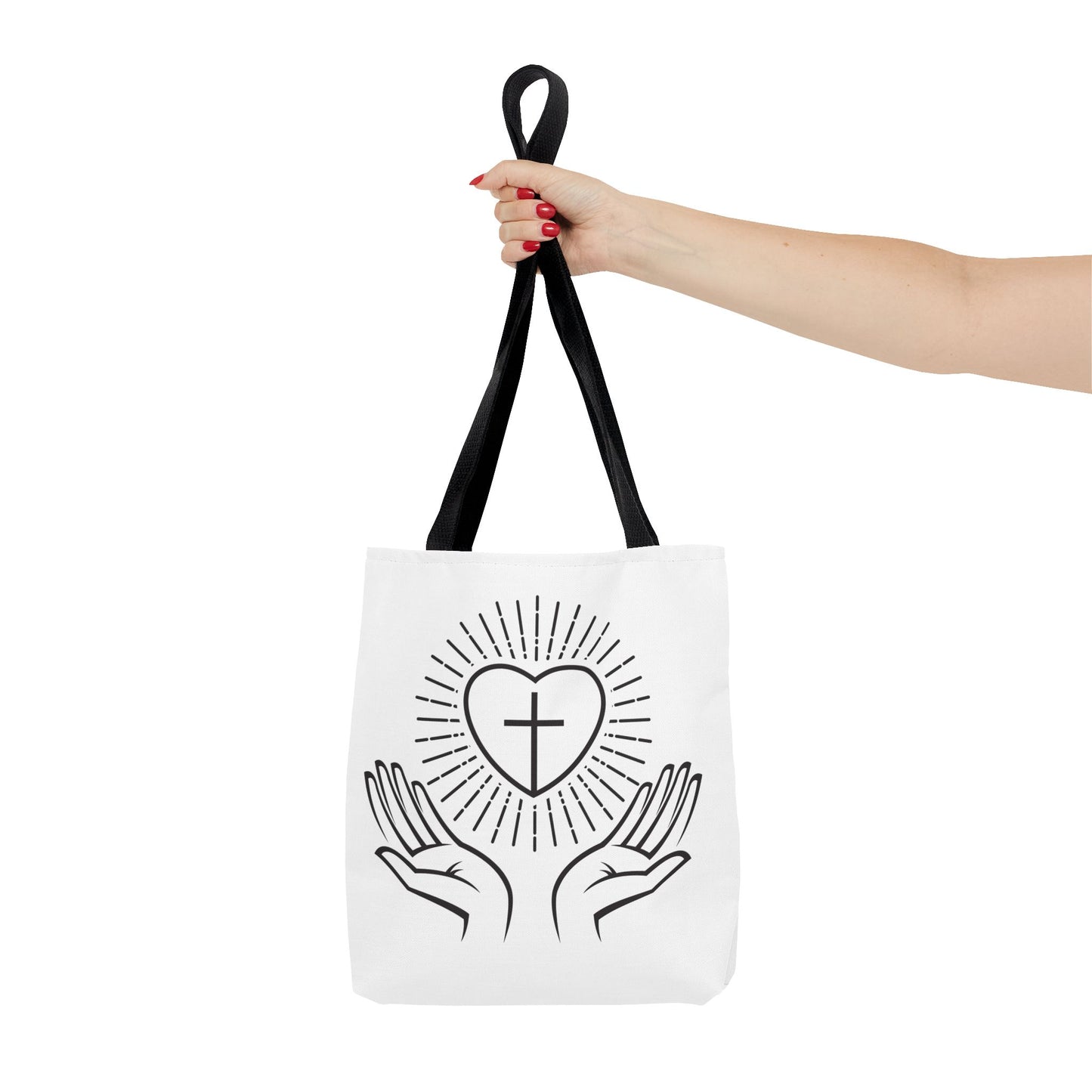 Christian Prayer Tote Bag — Heart & Cross Design