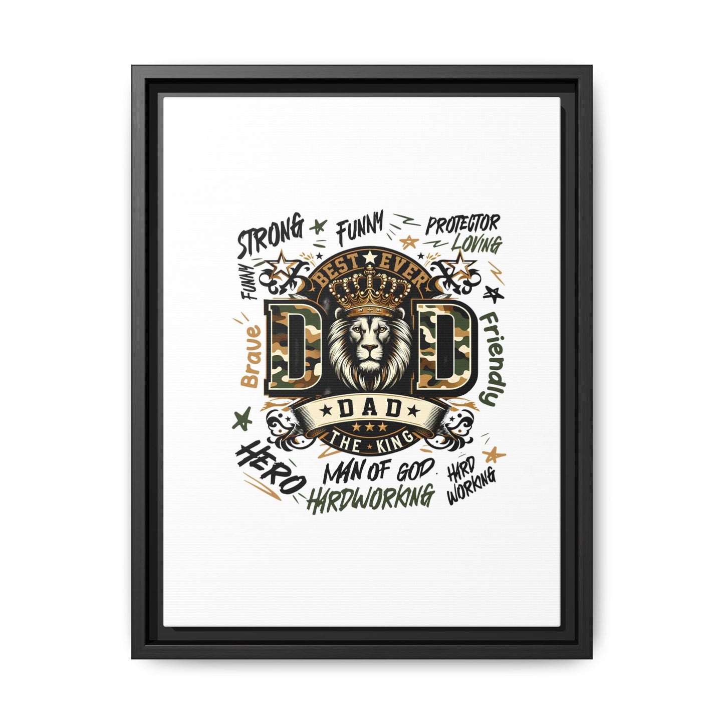 Framed Matte Canvas 'Best Ever DAD' Wall Art – Lion King Design, Father’s Day Gift