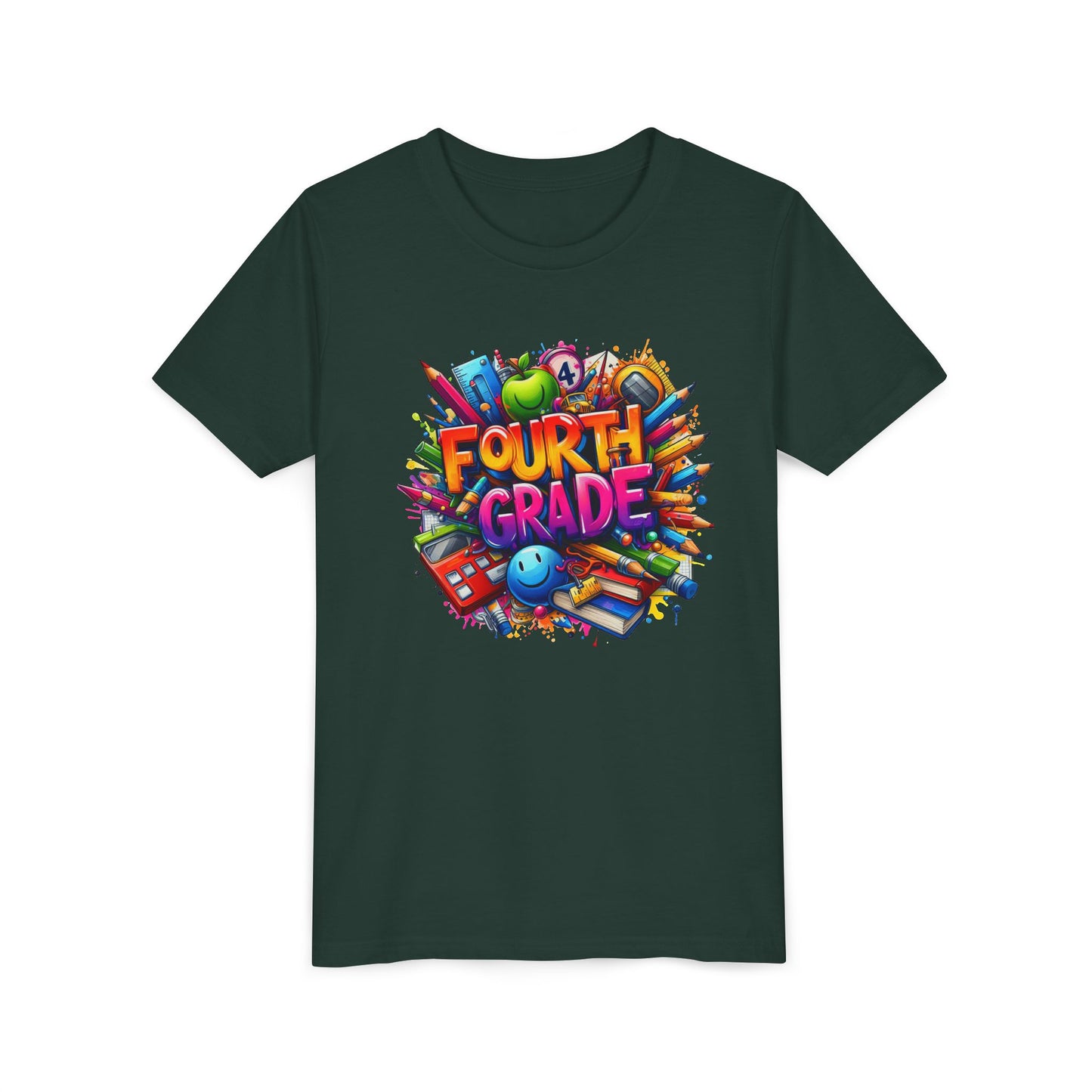 Fourth Grade Youth T‑Shirt – Colorful School Supplies Back to School Tee