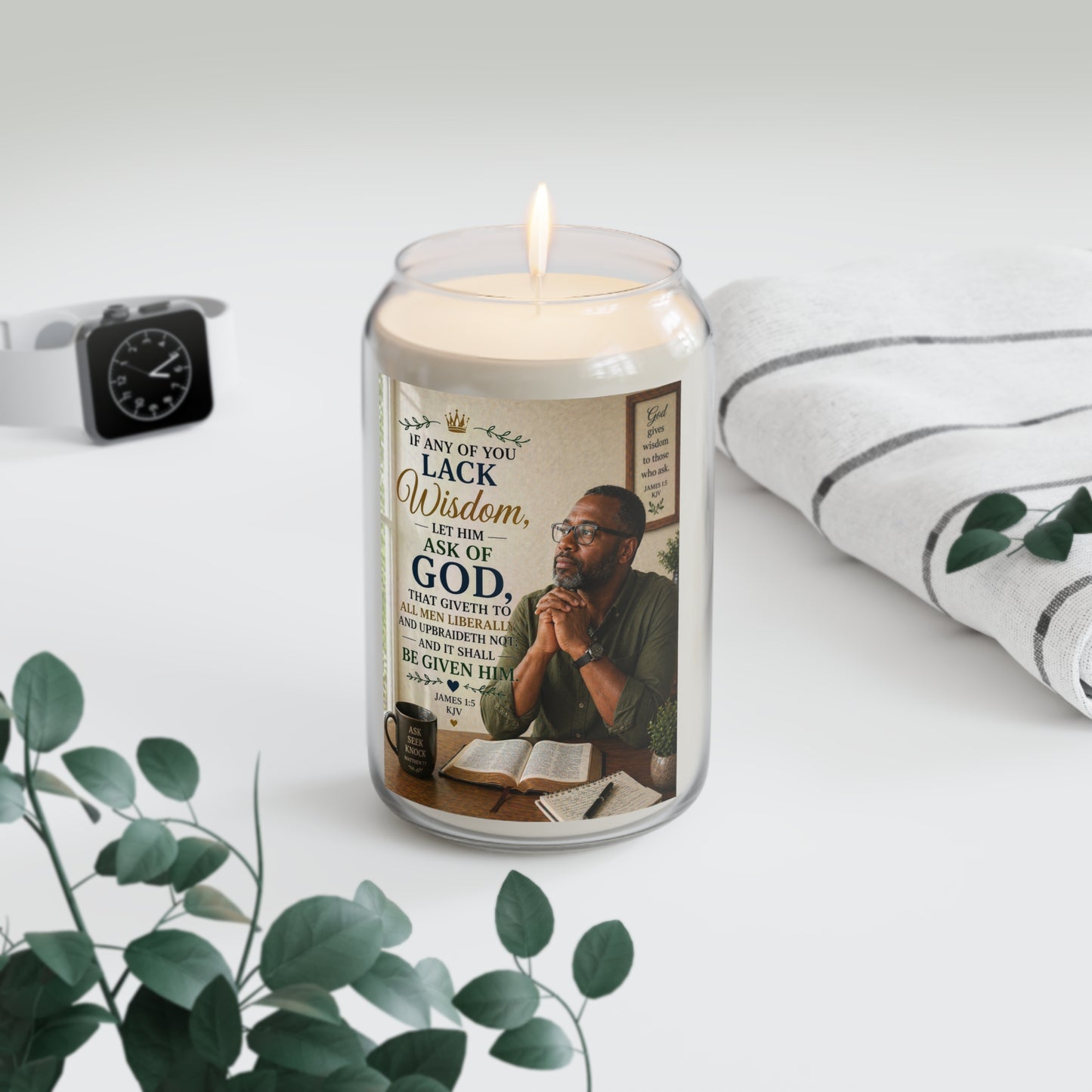 Inspirational Prayer Soy Candle — “If Any of You Lack Wisdom, Ask of God” 13.75oz