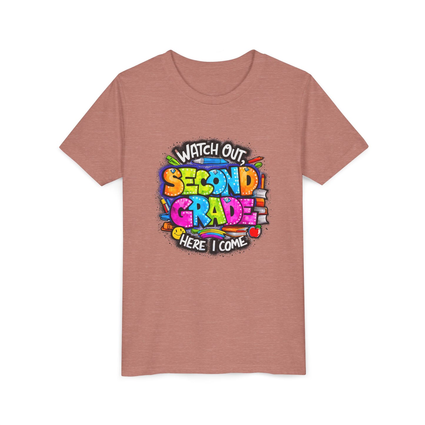 Second Grade Kids Tee - "Watch Out Second Grade Here I Come" Colorful Back-to-School Shirt