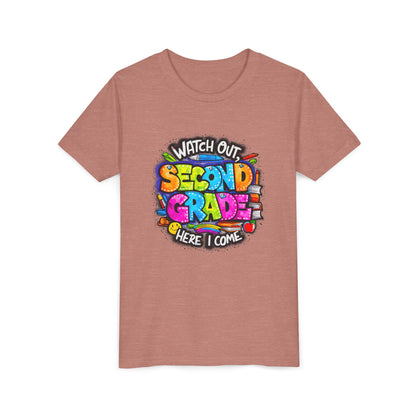 Second Grade Kids Tee - "Watch Out Second Grade Here I Come" Colorful Back-to-School Shirt
