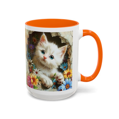 Cute Kitten Floral Accent Coffee Mug (11/15oz)