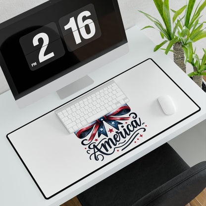 Patriotic "God Bless America" Desk Mat — USA Flag Bow Gaming & Office Desk Pad
