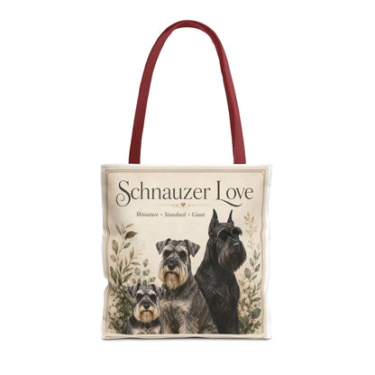 Schnauzer Love Tote Bag — Illustrated Dog Portraits, Miniature Standard Giant
