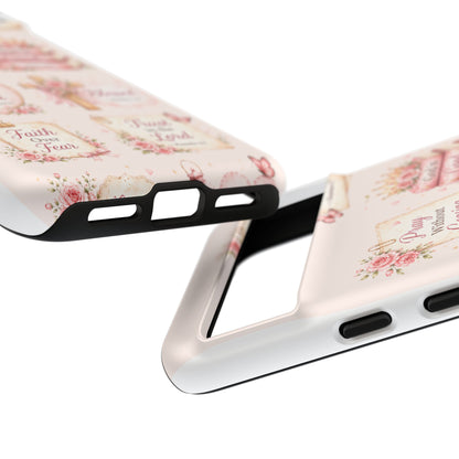 Christian Floral Phone Case — "Pray Without Ceasing" Faith Cross Design