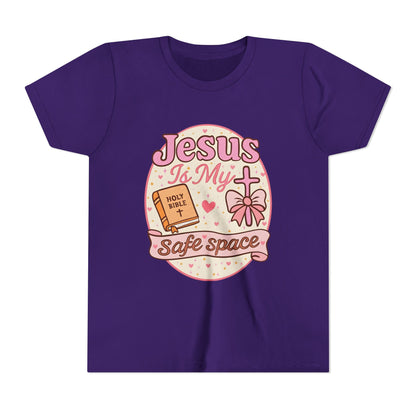 Youth Tee — "Jesus Is My Safe Space" Christian Kids T-Shirt