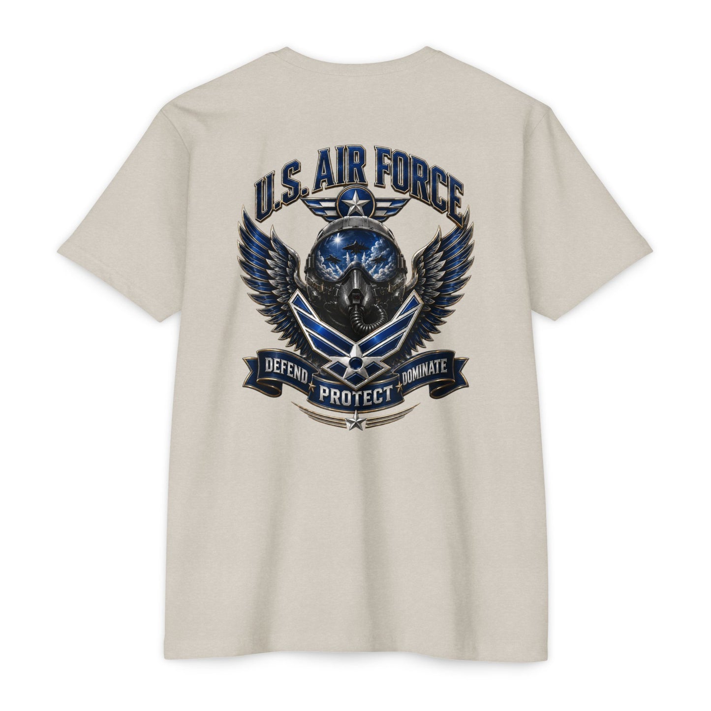 U.S. Air Force Skull Wings T-Shirt — Defend Protect Dominate Military Tee