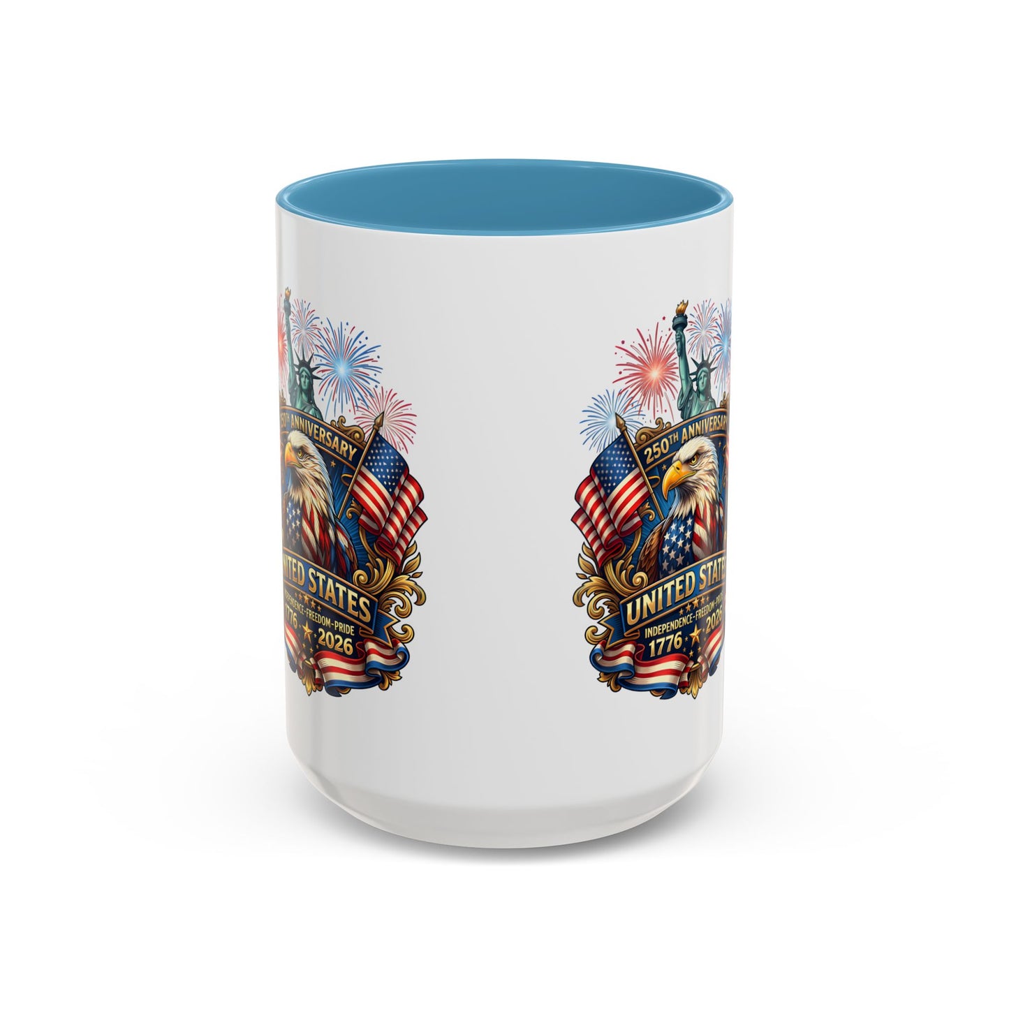 Patriotic Coffee Mug — United States 250th Anniversary Eagle & Fireworks (11/15oz)