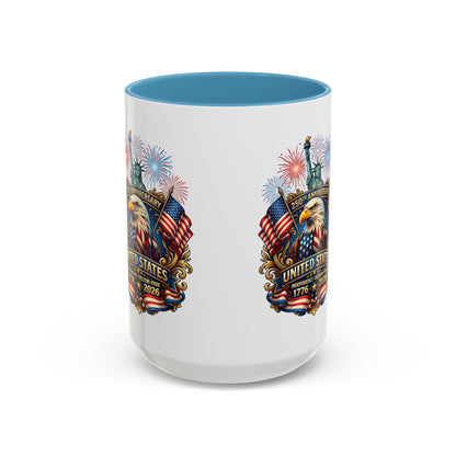 Patriotic Coffee Mug — United States 250th Anniversary Eagle & Fireworks (11/15oz)