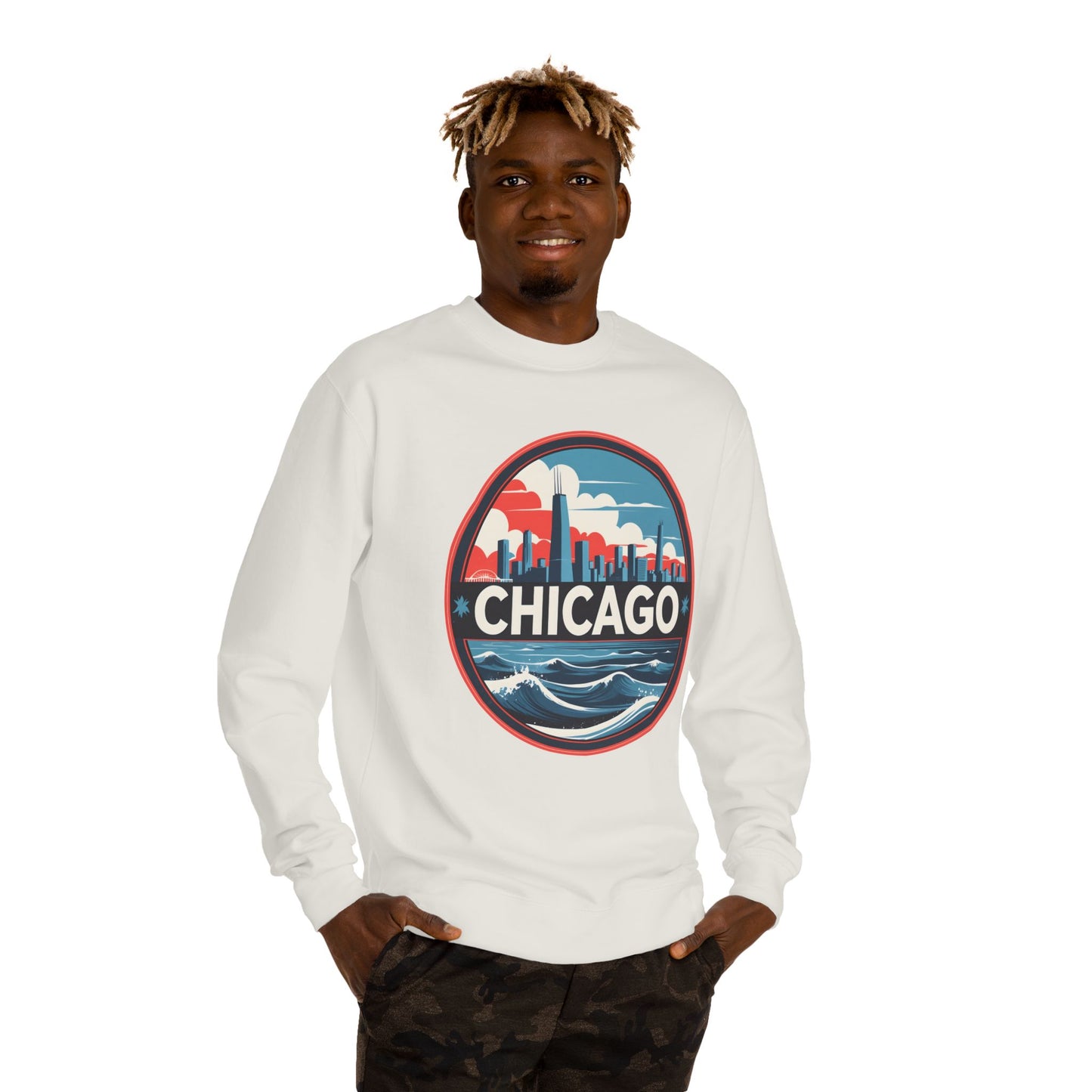 Chicago Skyline Crewneck Sweatshirt — Retro Cityscape Lakefront Design