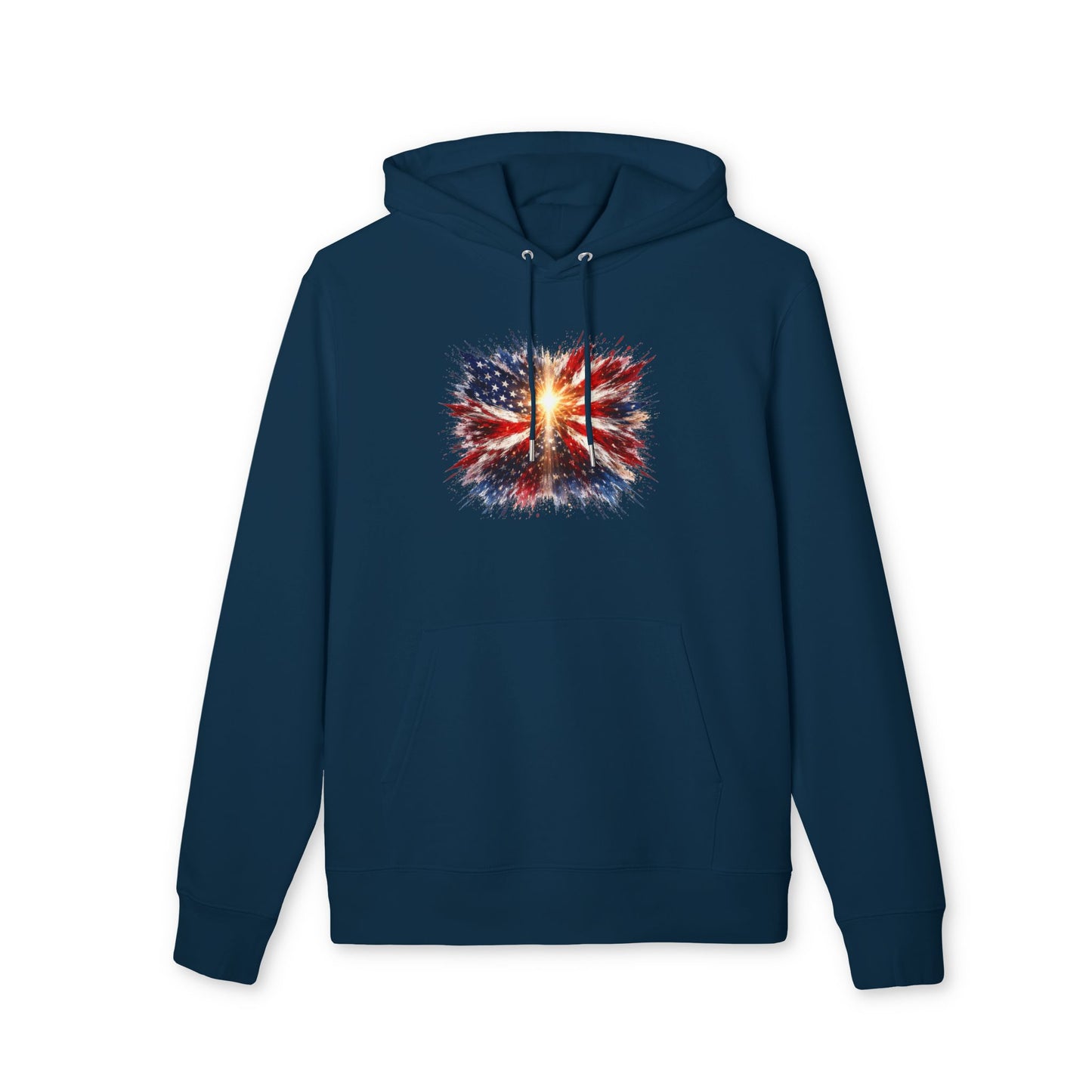 American Flag Explosion Hoodie — Patriotic Firework Pullover