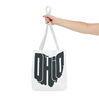 Ohio State Outline Tote Bag — Retro Ohio Text Graphic Tote