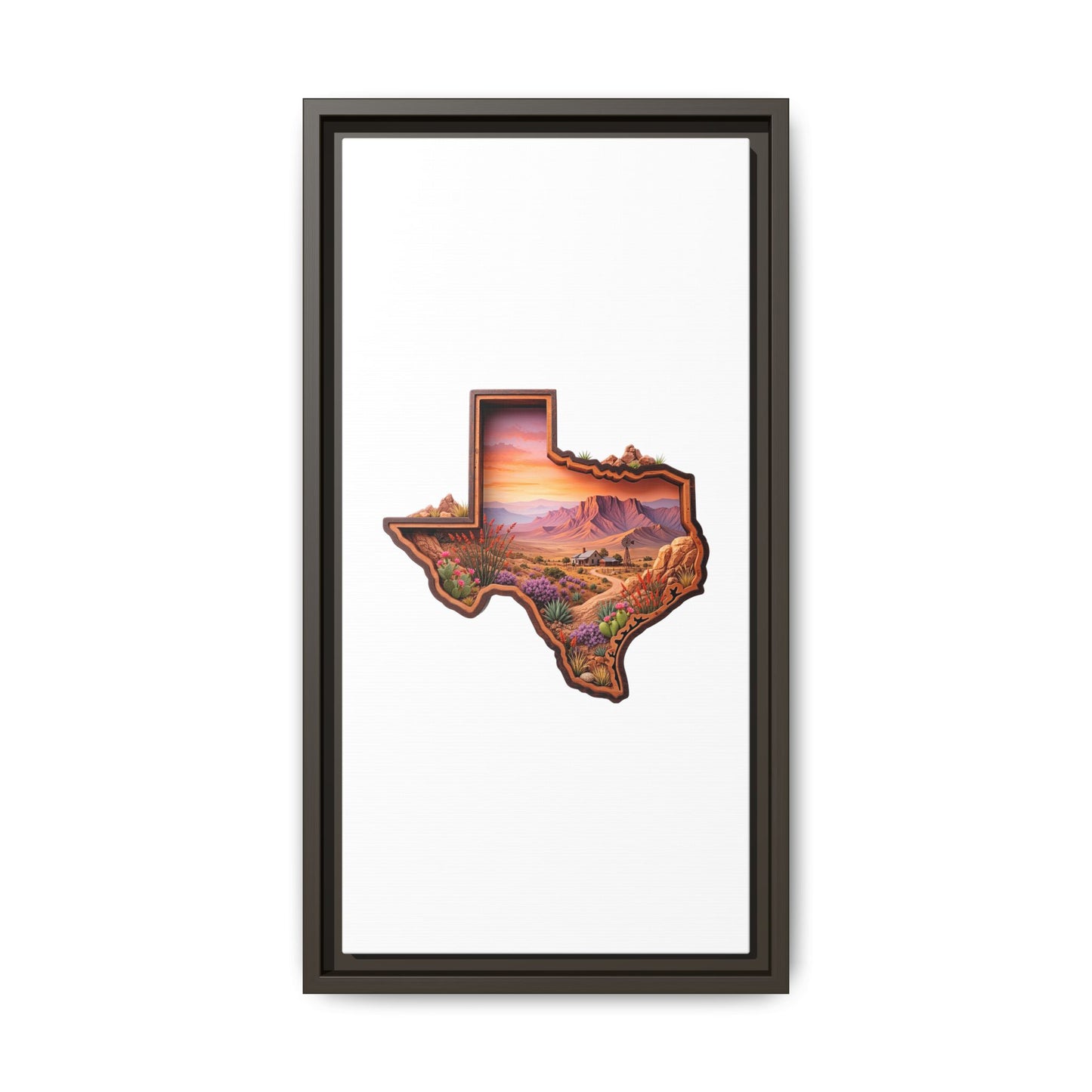 Framed Texas Landscape Matte Canvas — Desert Sunset State Art Print