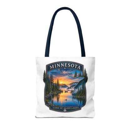 Minnesota Scenic Tote Bag — 'Land of 10,000 Lakes' Sunset Lake Design
