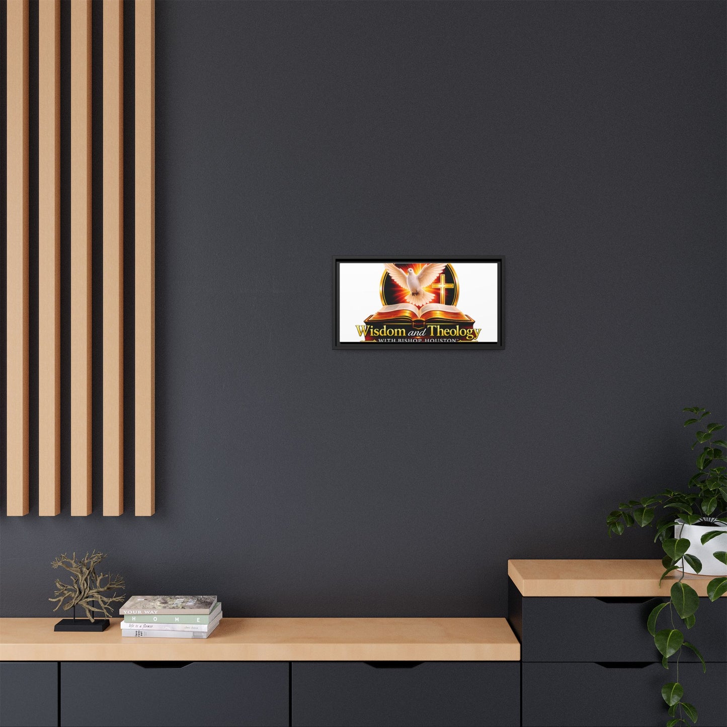 Framed Canvas Print — "Wisdom and Theology" Dove & Bible Wall Art