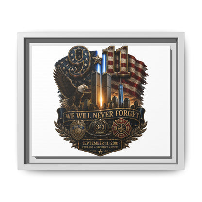 9/11 We Will Never Forget Framed Matte Canvas