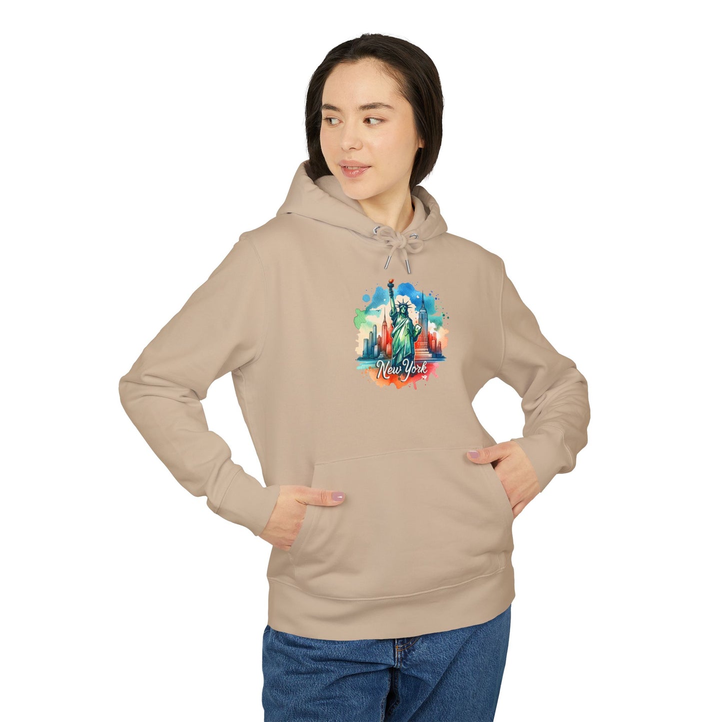 New York Watercolor Statue of Liberty Hoodie