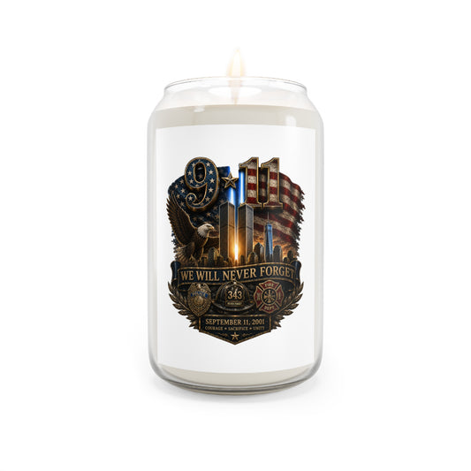 We Will Never Forget Soy Candle — 9/11 Memorial Scented Candle (13.75 oz)