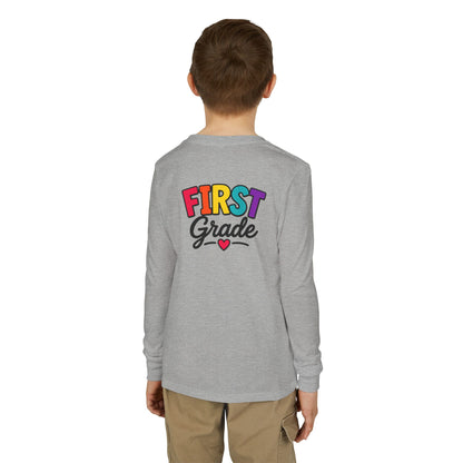 First Grade Kids Long Sleeve Tee — Colorful Back-to-School Shirt