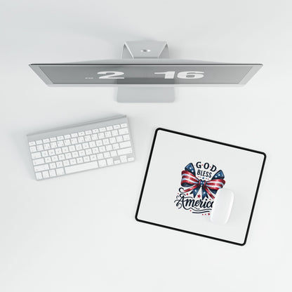 Patriotic "God Bless America" Desk Mat — USA Flag Bow Gaming & Office Desk Pad