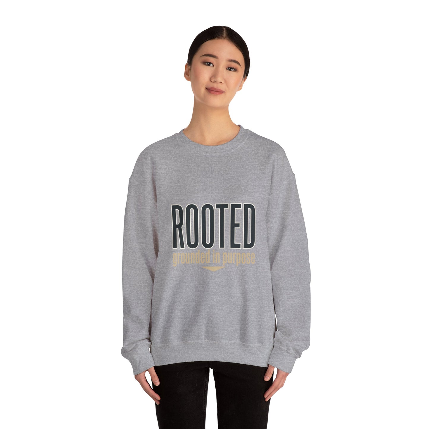 Rooted 'grounded in purpose' Sweatshirt | faith streetwear, bold type