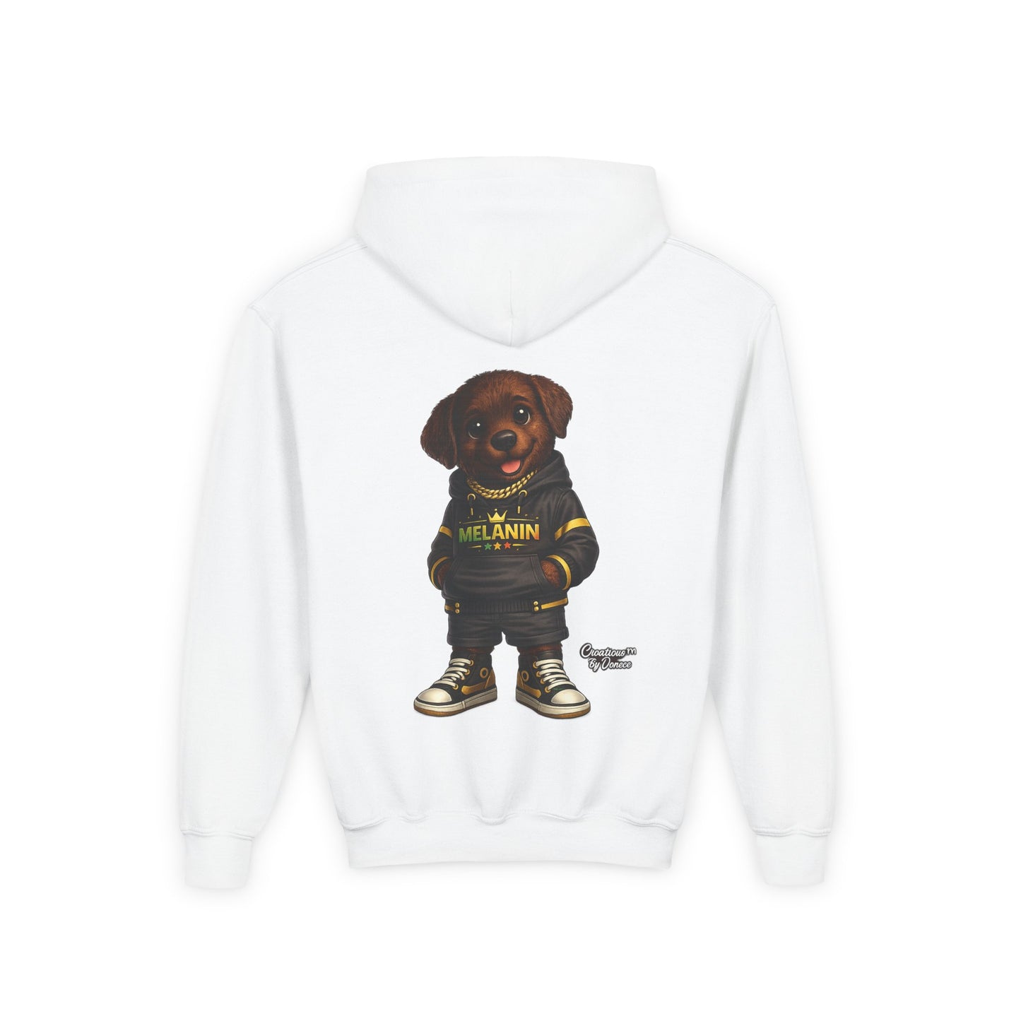 Youth Melanin Pup Hoodie – Cute Rottweiler Cartoon Sweatshirt
