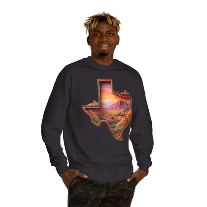 Texas Sunset Crewneck Sweatshirt — Scenic Lone Star State Landscape