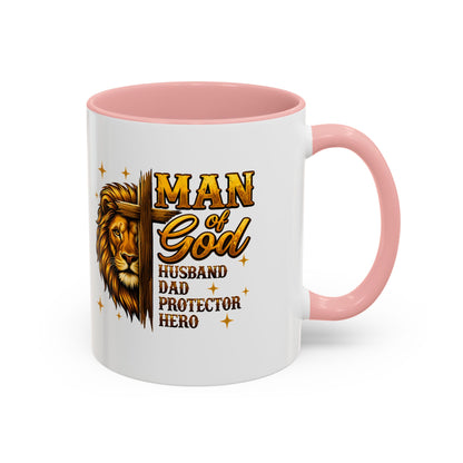 Man of God Lion Coffee Mug — 'Man of God' Religious Gift for Husband, Dad, Protector