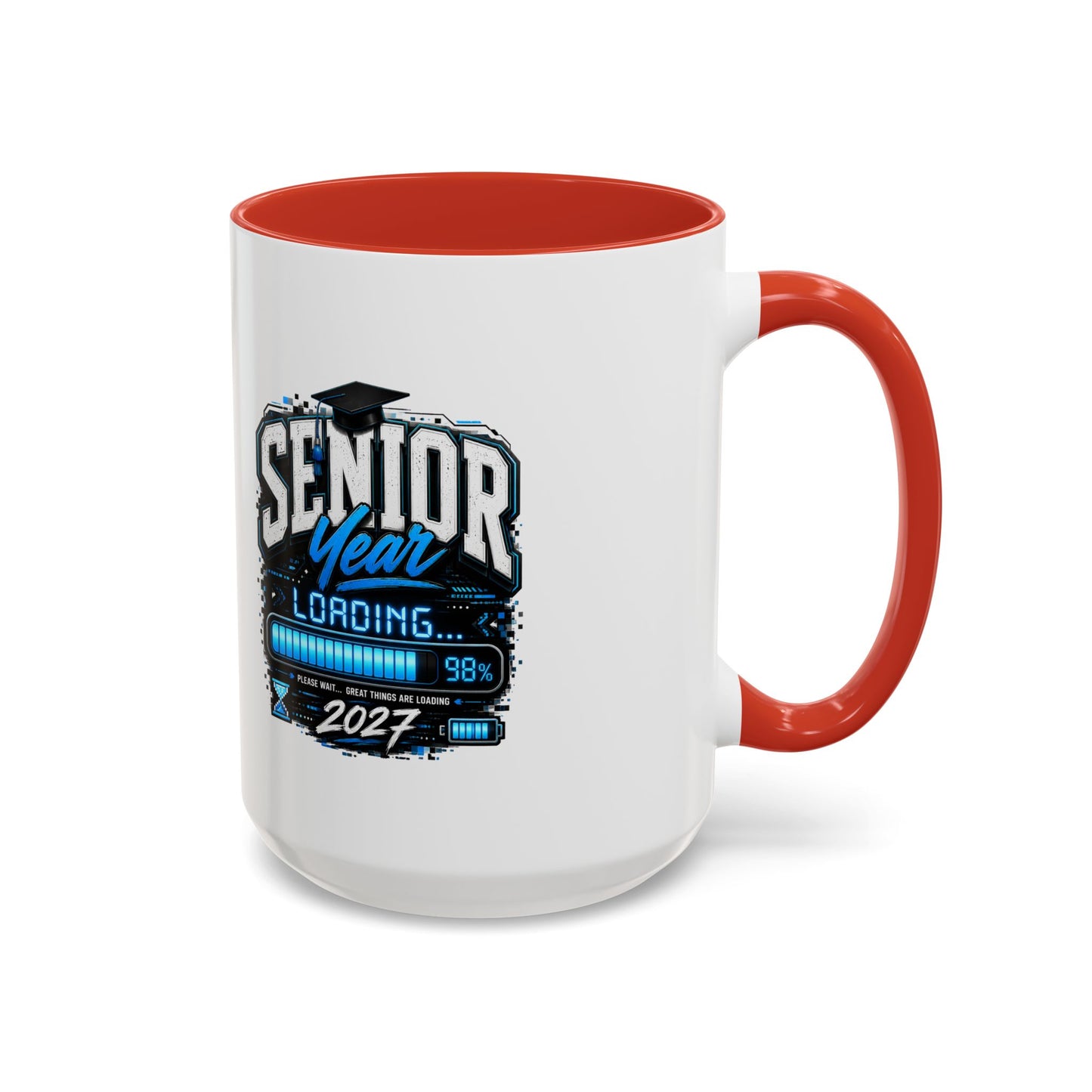 Senior Year Loading 2027 Accent Coffee Mug — Graduation Gift Cup (11/15oz)