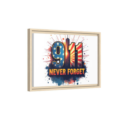 Framed Canvas Wall Art — “9·11 Never Forget” Memorial Print