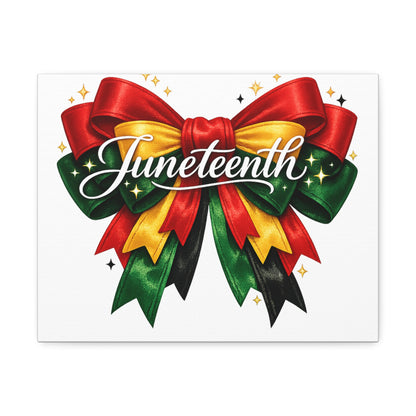 Juneteenth Celebration Stretched Canvas — Pan-African Ribbon Wall Art