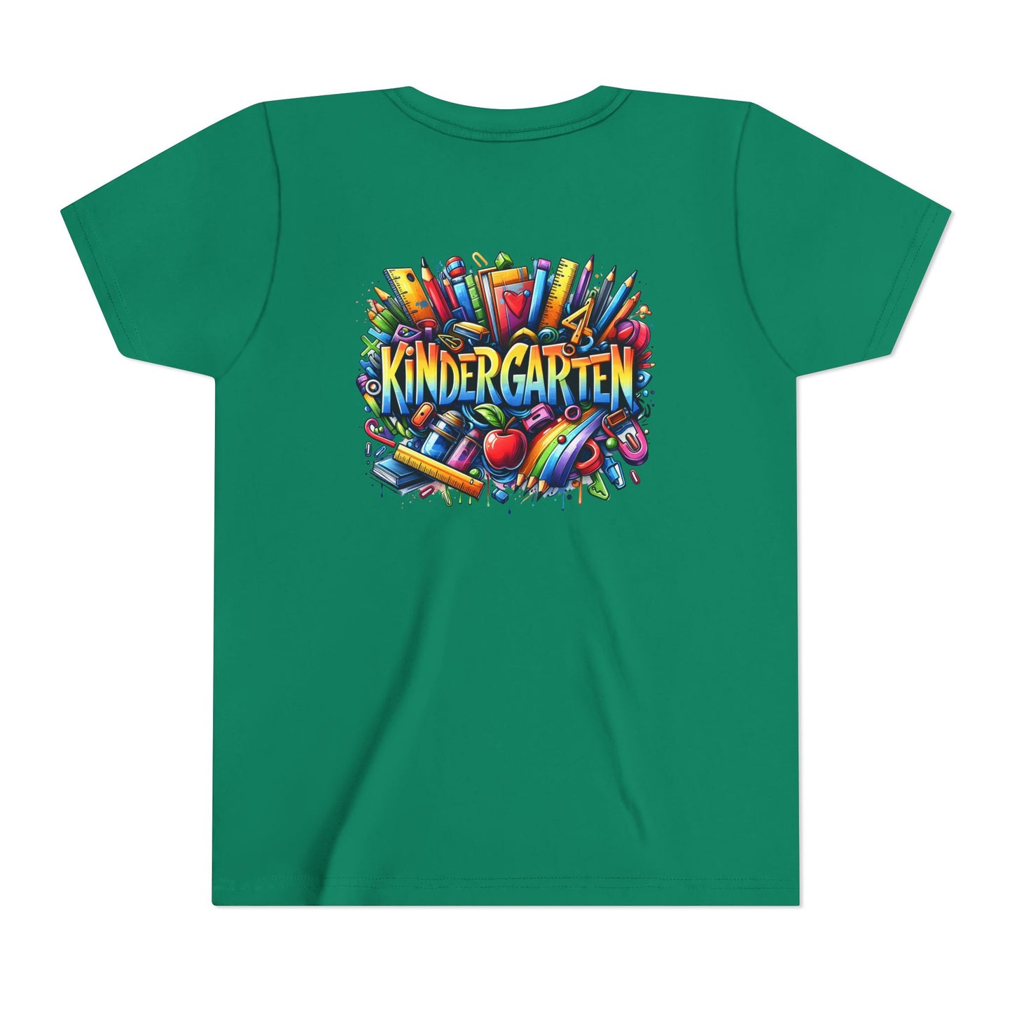 Kindergarten Colorful School Supplies Youth Tee — Back-to-School Kids T-Shirt
