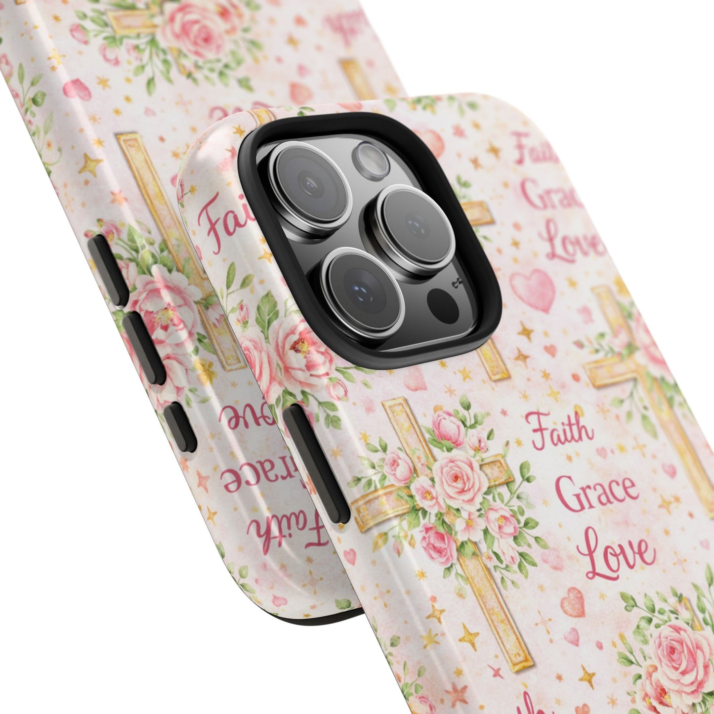 Faith Grace Love Cross Phone Case | Christian Floral iPhone Case