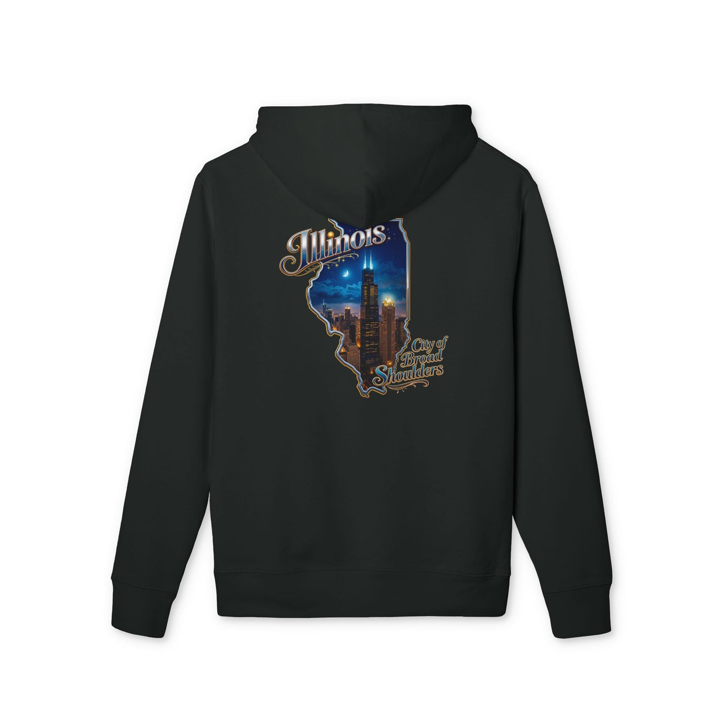 Illinois Skyline Hoodie — "City of Broad Shoulders" Retro State Map