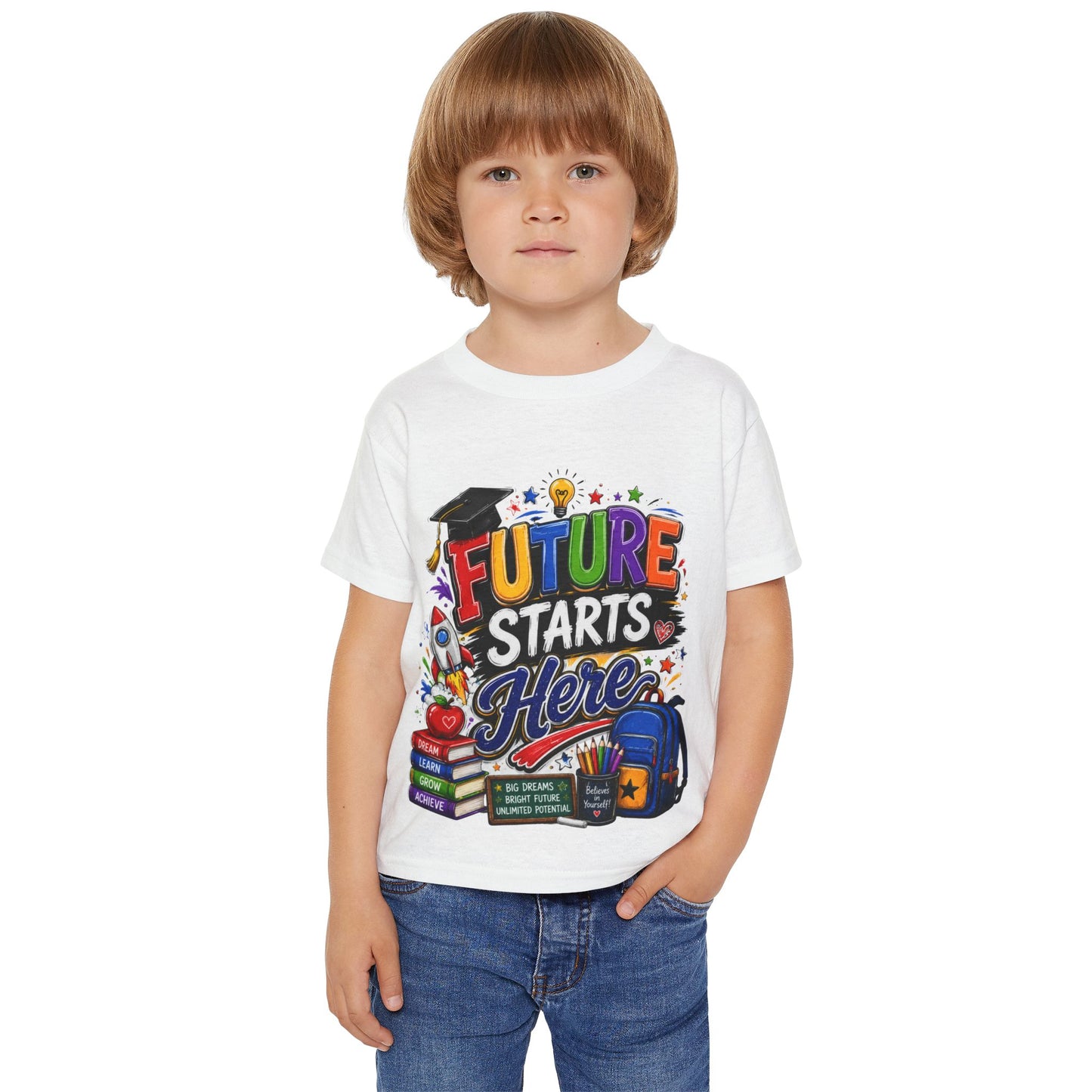 Toddler T-Shirt — "Future Starts Here" Back-to-School Graphic Tee