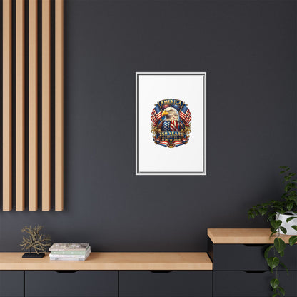 America 250th Anniversary Framed Canvas — Patriotic Bald Eagle Wall Art