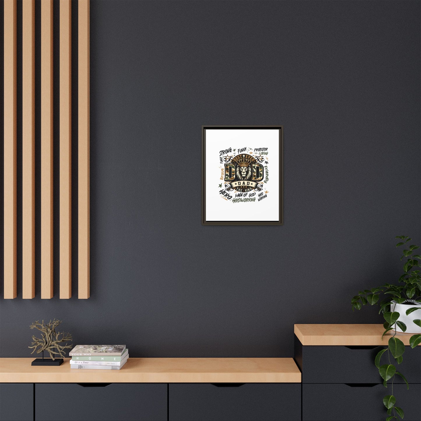 Framed Matte Canvas 'Best Ever DAD' Wall Art – Lion King Design, Father’s Day Gift