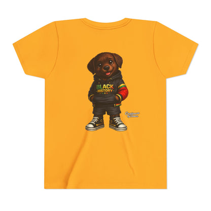 Youth Tee — Cute Puppy 'Black History' Graphic Shirt