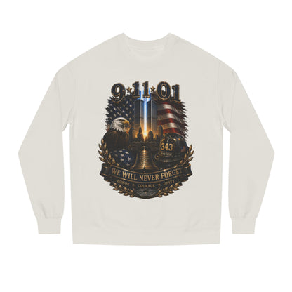 9/11 Remembrance Crewneck Sweatshirt — We Will Never Forget Memorial Tee