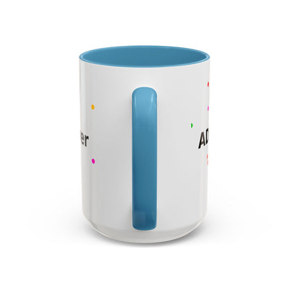 Accent Coffee Mug - "Coffee Is My Superpower" Funny Colorful Polka Dot Ceramic Mug (11/15oz)