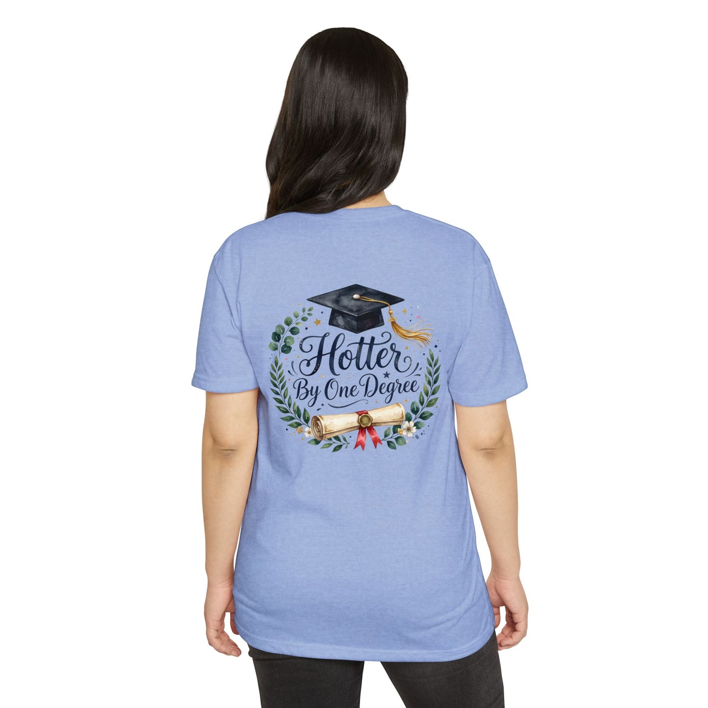 Graduation T-Shirt — "Hotter By One Degree" Cap & Diploma Design