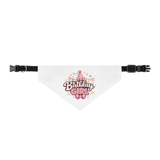 Birthday Girl Clip-On Pet Bandana — Pink Party Hat Design for Dogs & Cats
