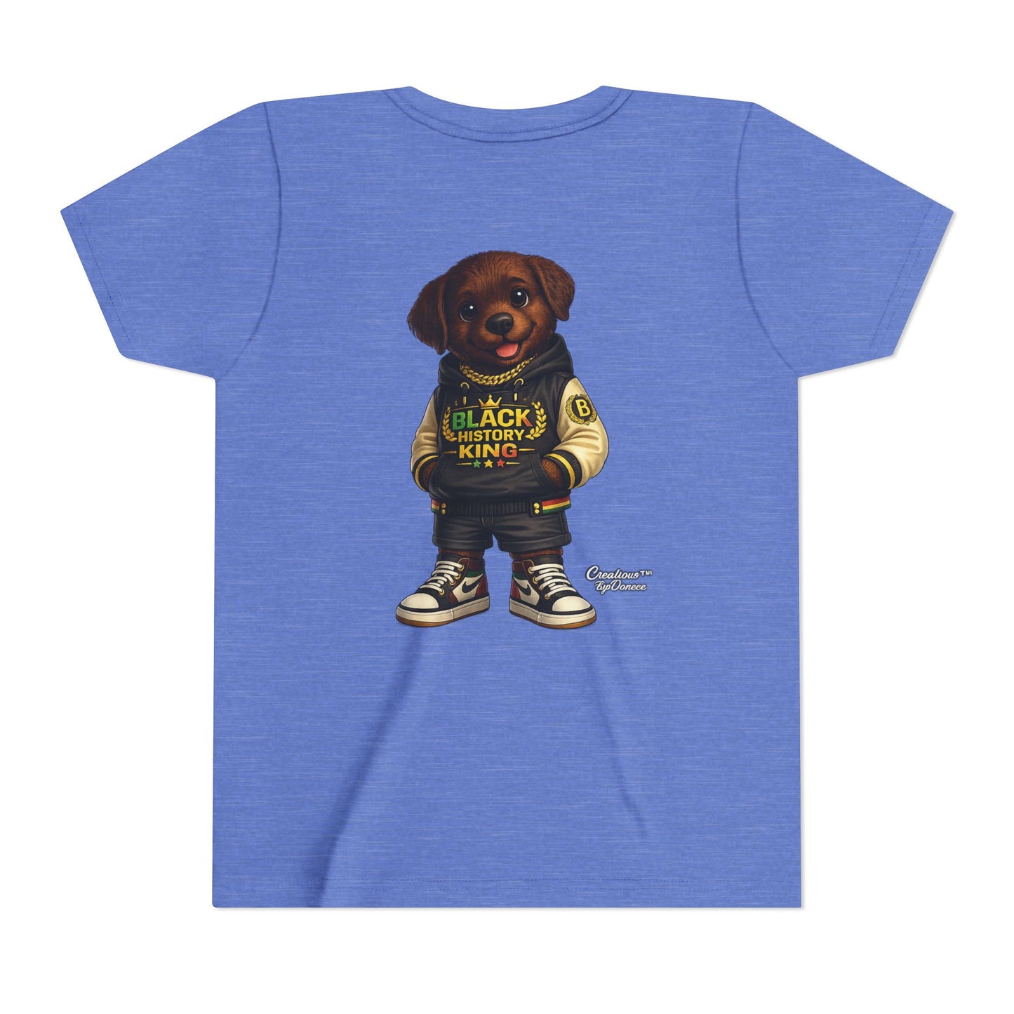 Youth Tee — 'Black History King' Puppy Graphic Shirt