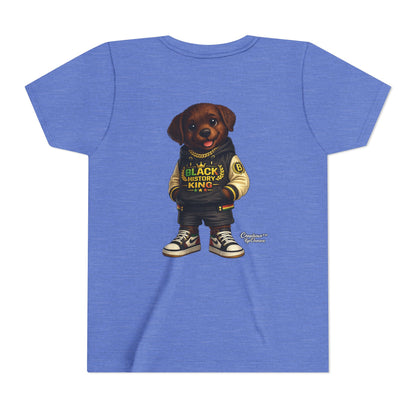 Youth Tee — 'Black History King' Puppy Graphic Shirt