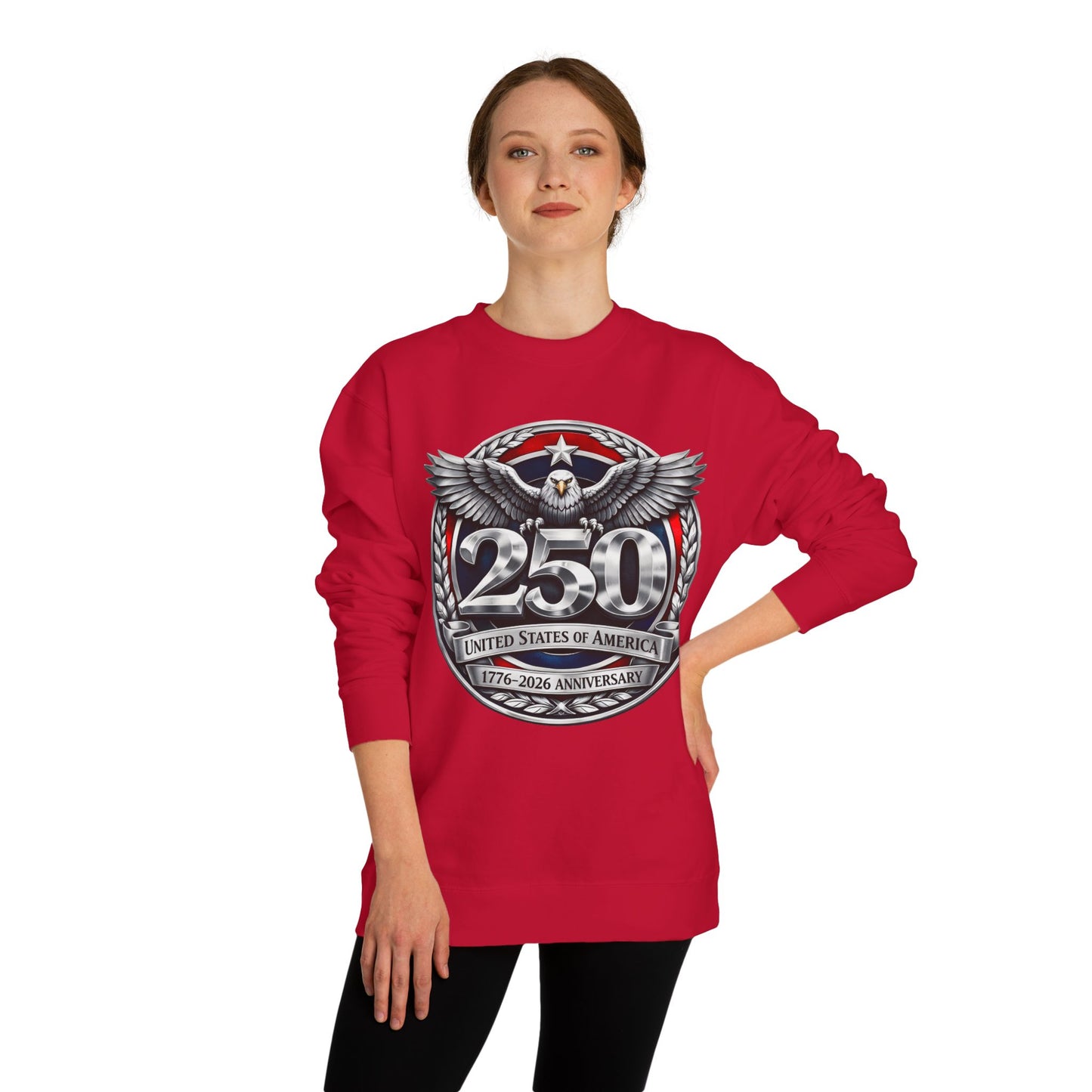 250th USA Anniversary Sweatshirt — Eagle Emblem 1776–2026 Commemorative Crewneck